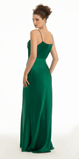 Charmeuse Satin Cowl Neck Column Dress with Rhinestone Straps Image 2