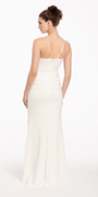 Scuba One Shoulder Column Dress with Side Ruffle Image 5