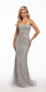 Sweetheart Glitter Mesh Rhinestone Column Dress Image 1