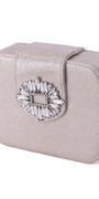 nude/no size/Camille La Vie /Satin Box Handbag with Brooch and Detachable Strap /close up