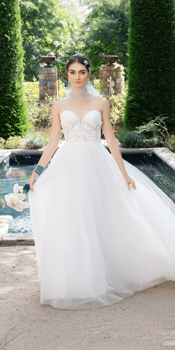 Tulle A Line Dress with 3D Embellished Appliques Image 1