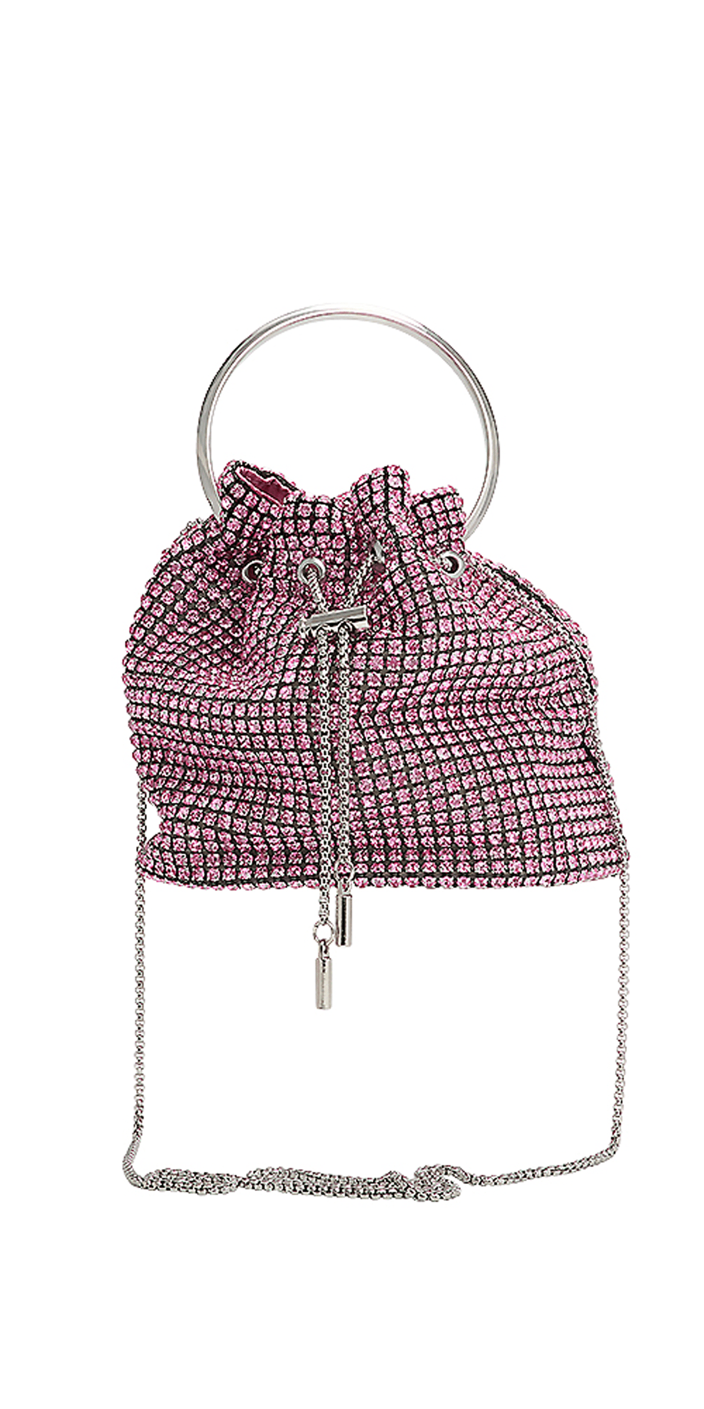 Camille La Vie Rhinestone Drawstring Bucket Handbag OS / pink