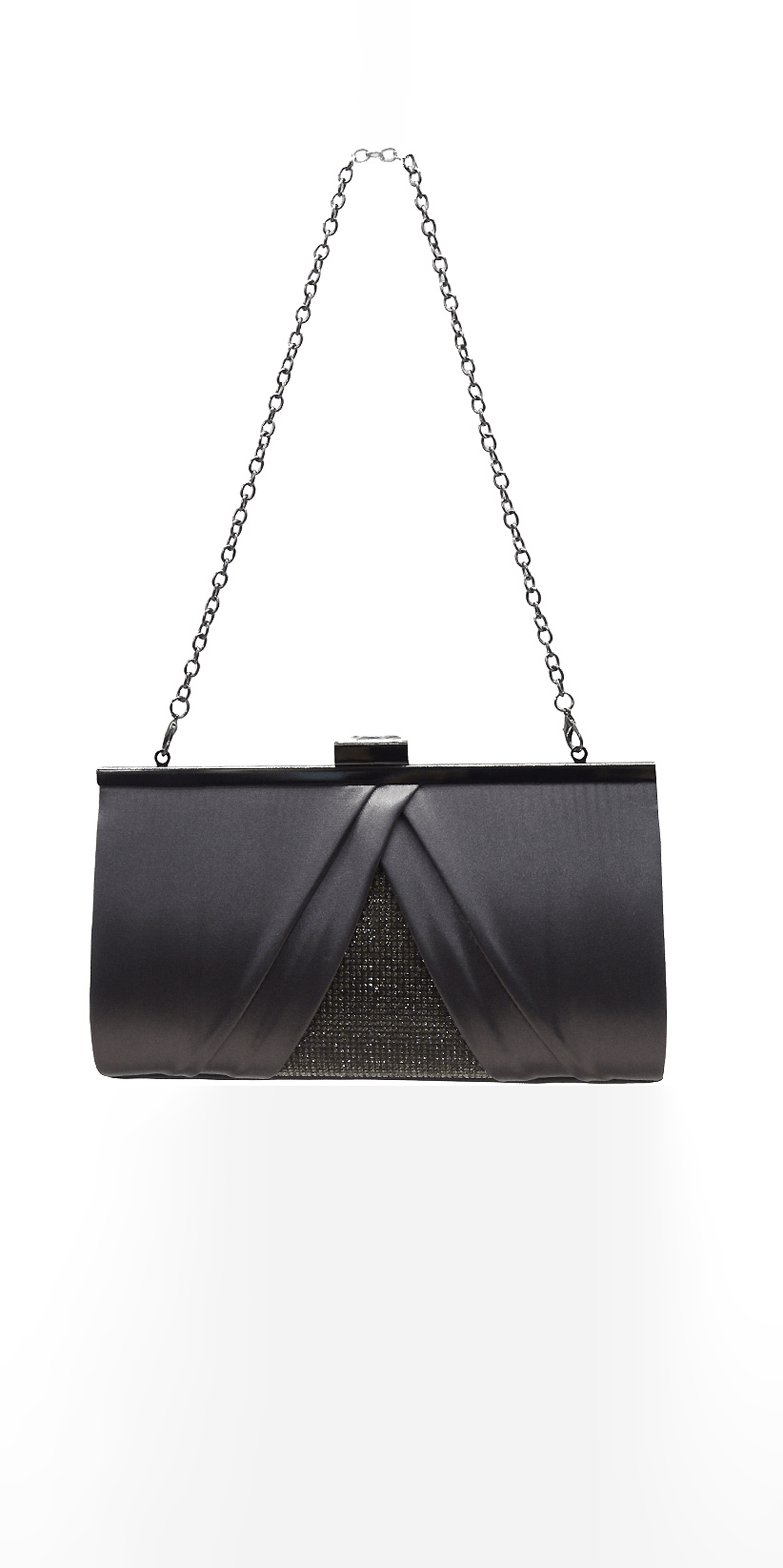 Camille La Vie Pleated Satin Handbag with Rhinestone Detail