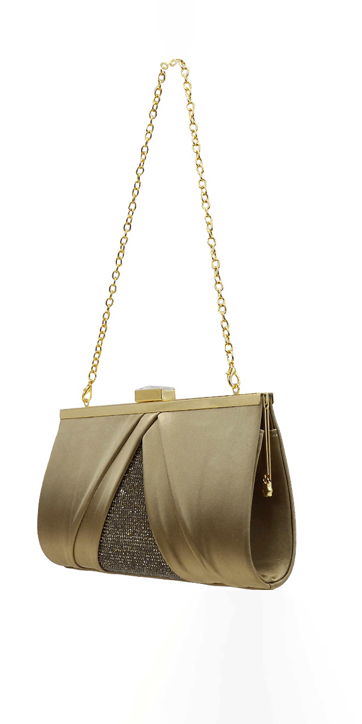 Camille La Vie Pleated Satin Handbag with Rhinestone Detail