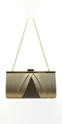 Pleated Satin Handbag with Rhinestone Detail Image 4