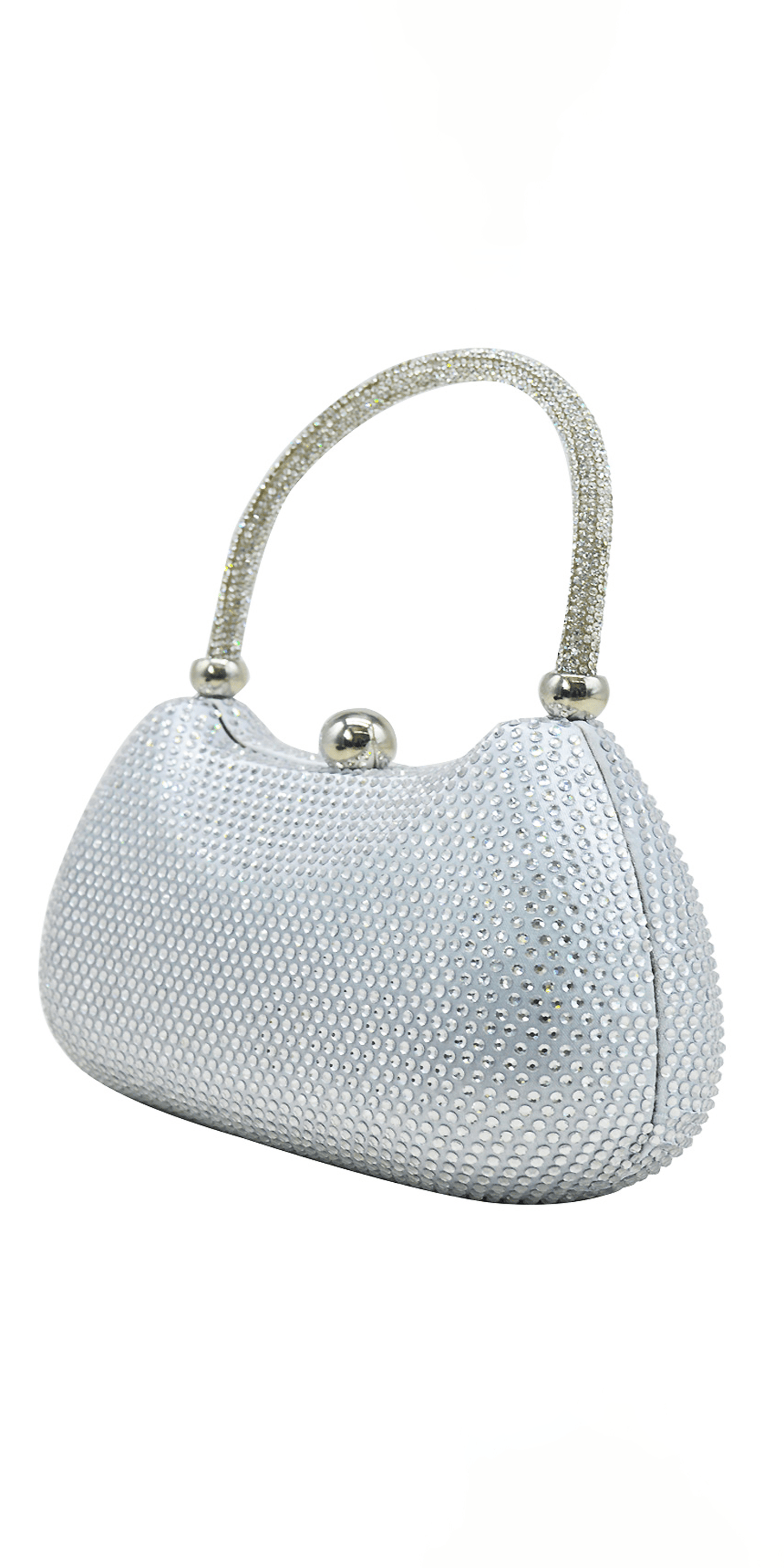 Camille La Vie Rhinestone Crescent Micro Bead Handbag OS / silver