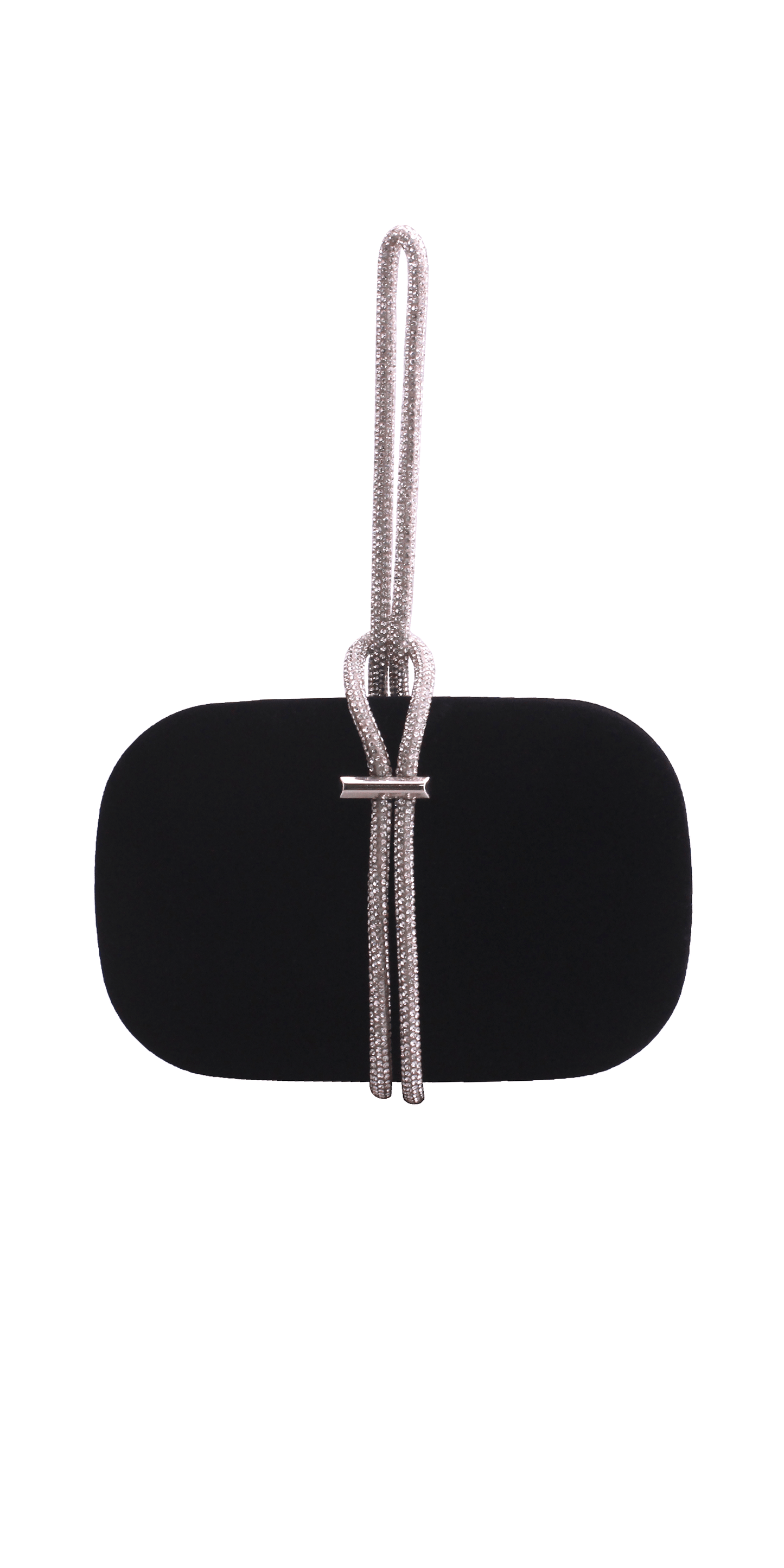 Camille La Vie Velvet Oval Box Handbag with Rhinestone Hand Strap OS / black