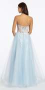 light-blue/size/4/missy/Camille La Vie/Strapless Floral Embellished Corset Glitter Tulle Ballgown/back