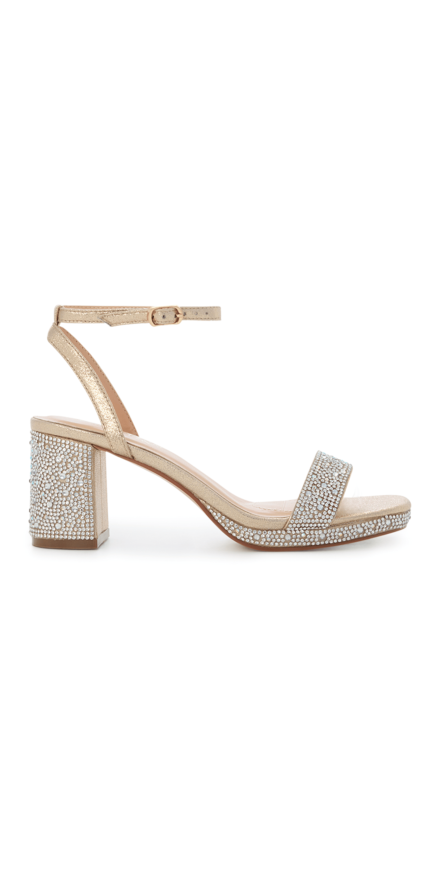 Camille La Vie Nelly-3 Rhinestone Block Low Heel Platform Sandal