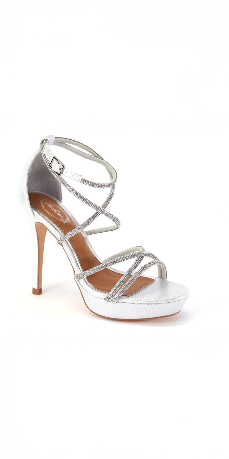 Satin Crossover Rhinestone Strap Platform Sandal Image 2