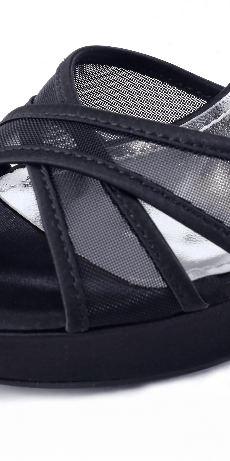 Mesh Satin Criss Cross Strap Platform Stiletto Sandal Image 9