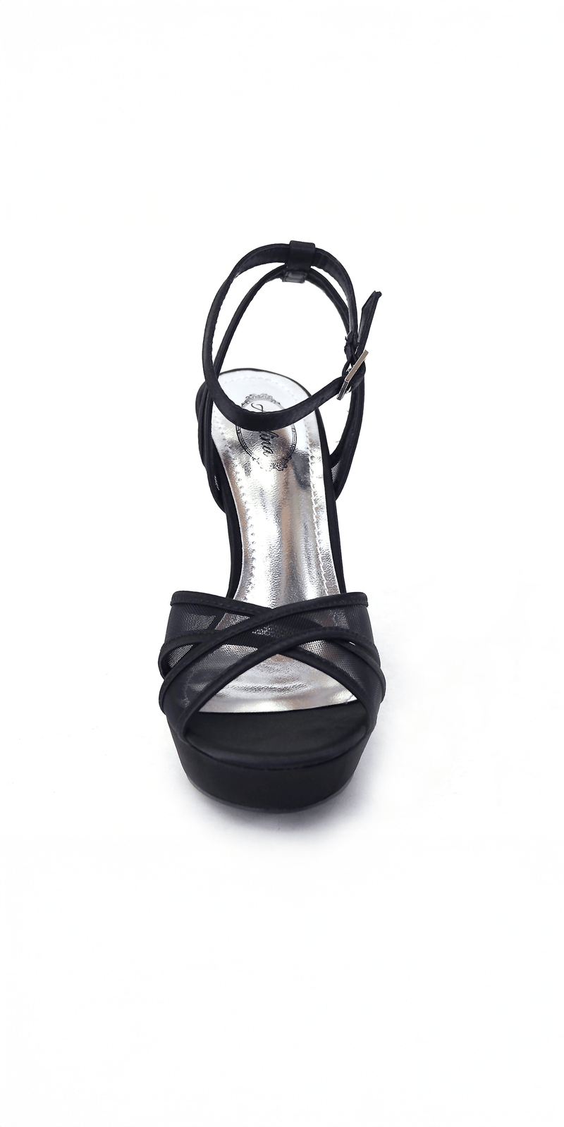 Mesh Satin Criss Cross Strap Platform Stiletto Sandal Image 8