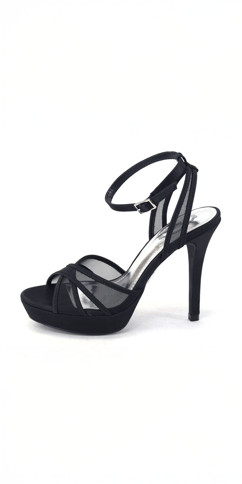 Mesh Satin Criss Cross Strap Platform Stiletto Sandal Image 7