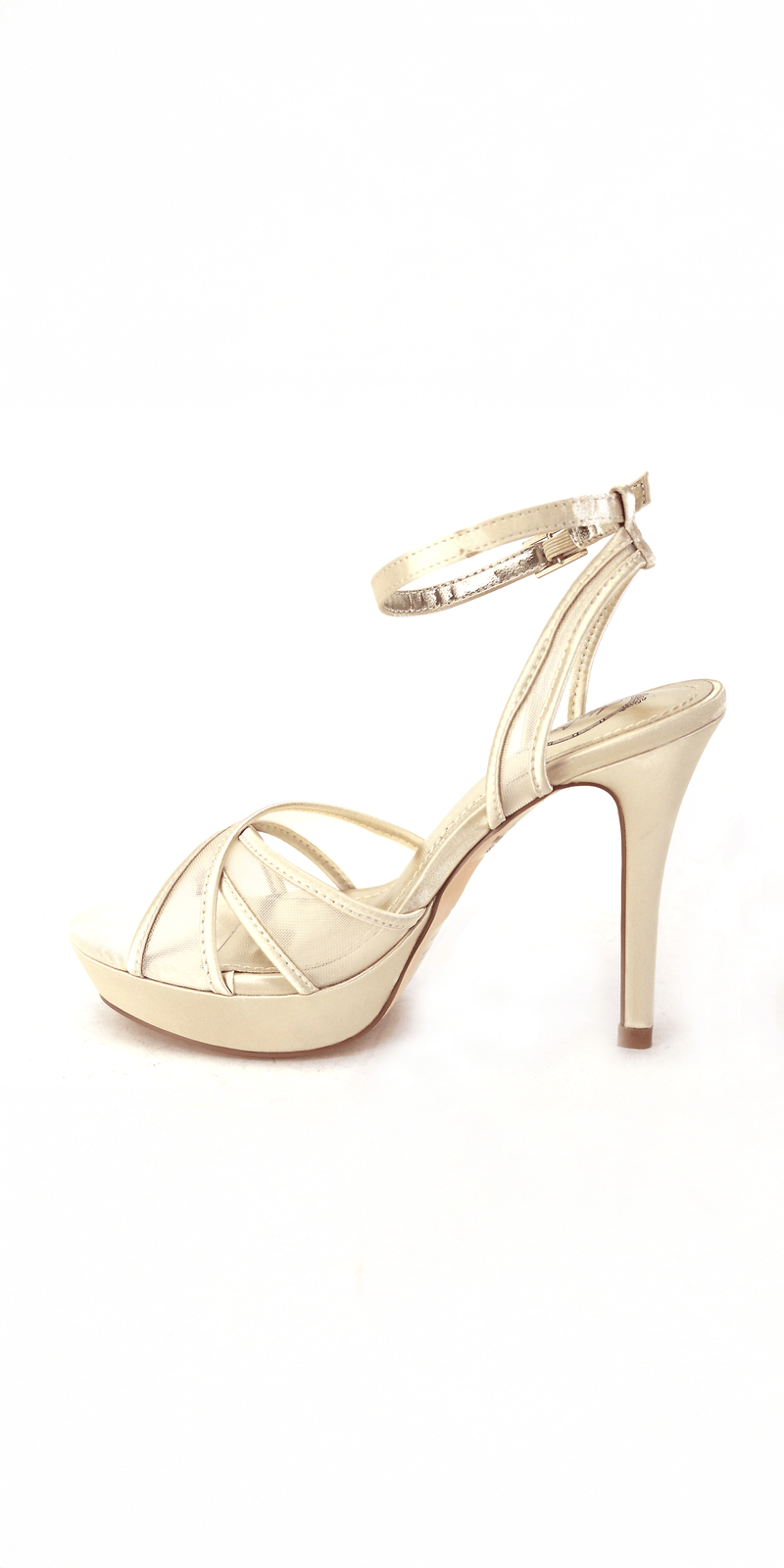 Mesh Satin Criss Cross Strap Platform Stiletto Sandal Image 2