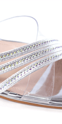 Triple Strap Lucite Rhinestone Low Heel Sandal Image 3