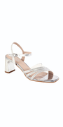 Triple Strap Lucite Rhinestone Low Heel Sandal Image 1