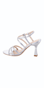 Satin Rhinestone Cris Cross Ankle Strap Square Heel Sandal Image 2