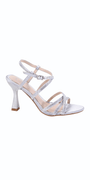 Satin Rhinestone Cris Cross Ankle Strap Square Heel Sandal Image 1