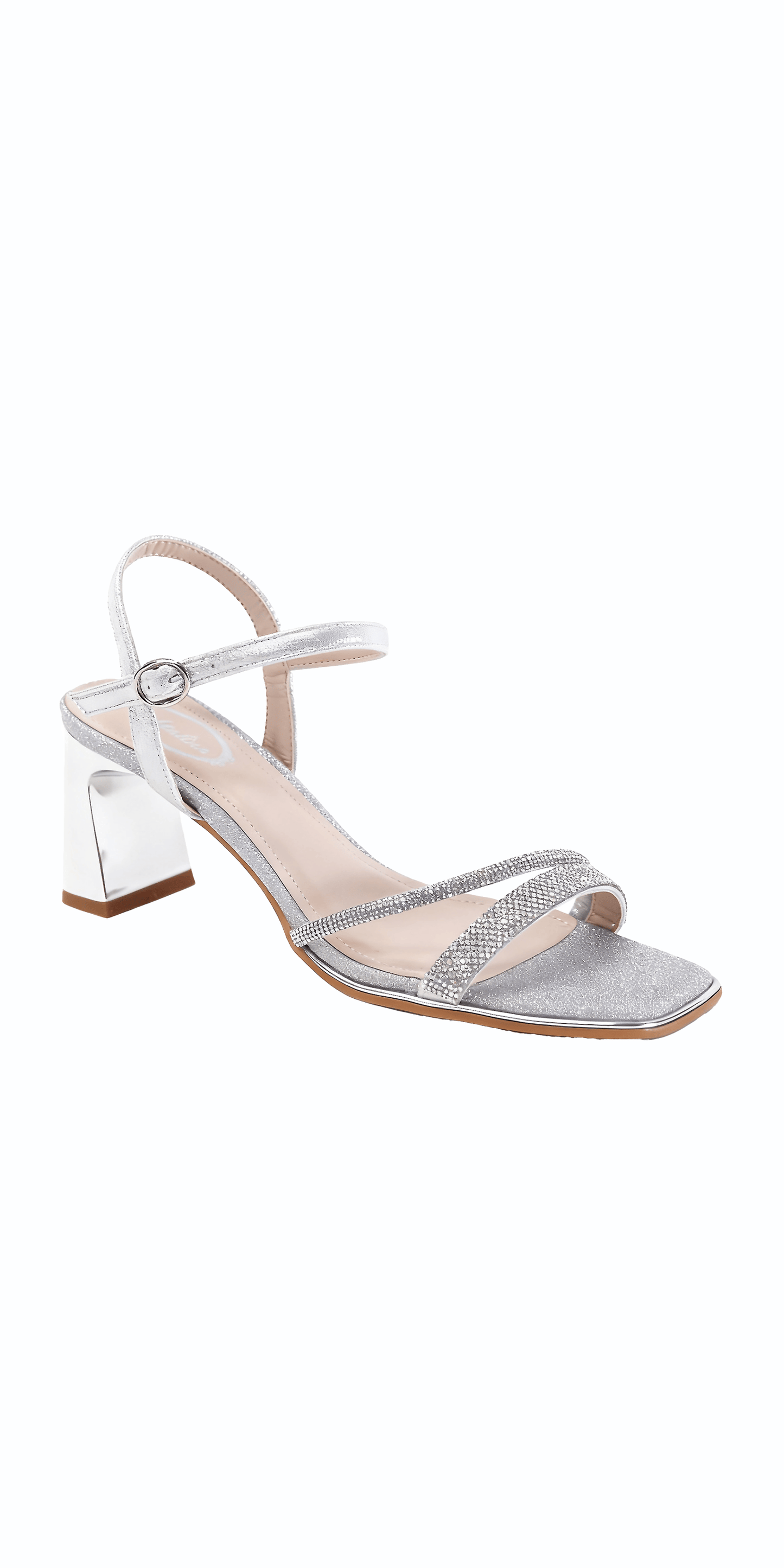 Camille La Vie Mirror Heel Glitter Strappy Rhinestone Sandal