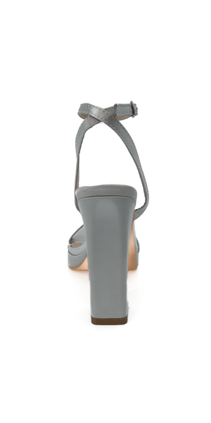 Satin Block Heel Platform Ankle Strap Sandal Image 4
