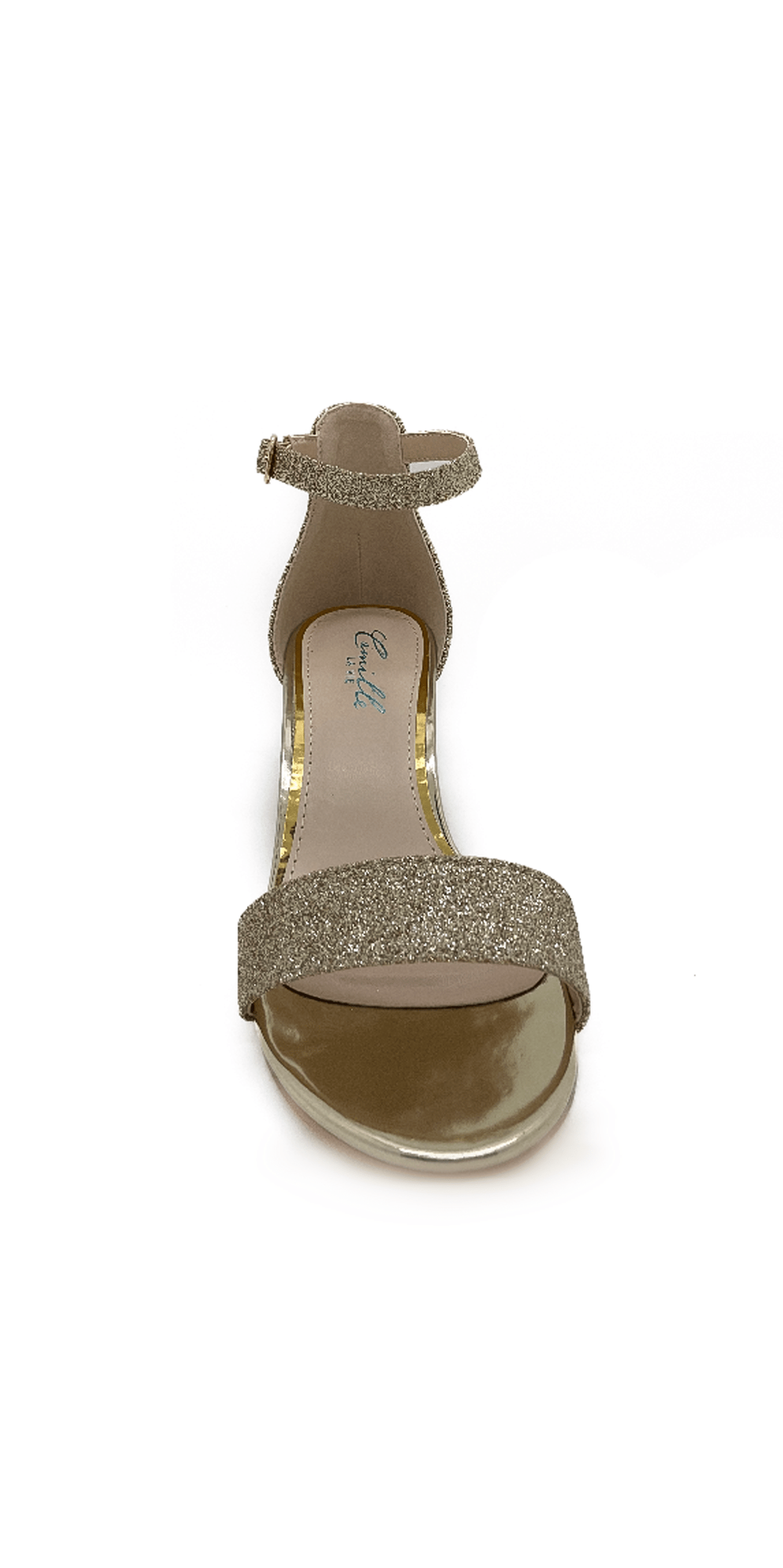 Camille La Vie Low Heel Glitter  Ankle Strap Sandal