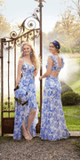 Ruffle High-Low Chiffon Floral Print Dress Image 1