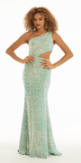 Velvet Sequin One Shoulder Cut Out Dress Image 1