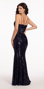 Strappy Sequin Plunging Column Dress with Side Slit Image 4