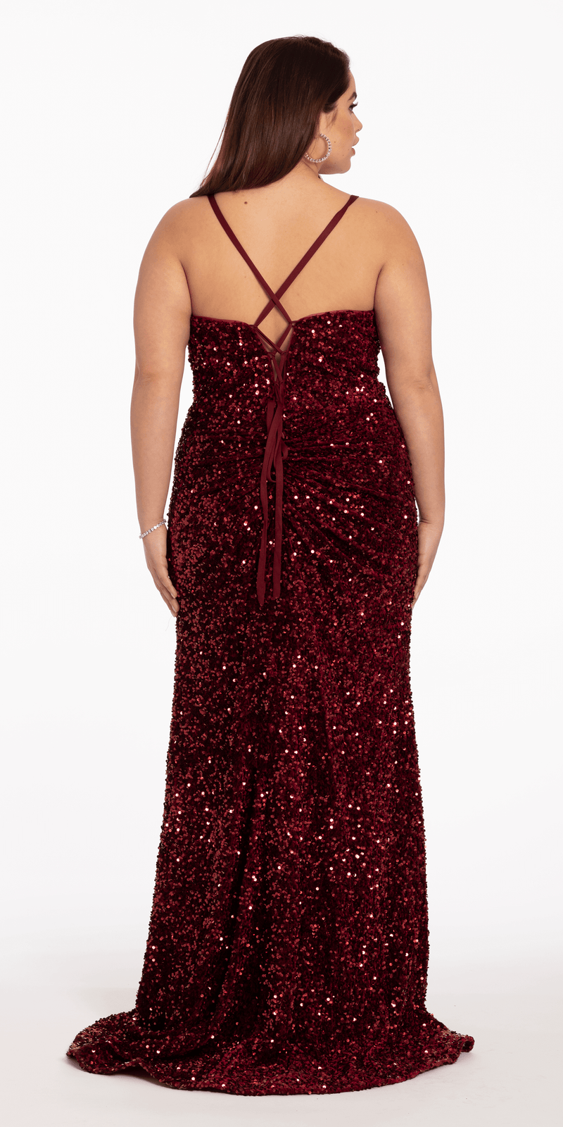 Sequin Lace Up Dress with Side Slit – Camille La Vie