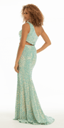 Velvet Sequin One Shoulder Cut Out Dress Image 4