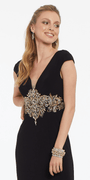 Cap Sleeve Embroidered Bodice Jersey Dress Image 2