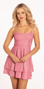 Scoop Neck Glitter Two Tier Skater Dress Image 5