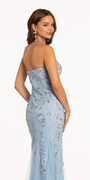 Embroidered Beaded Mesh Column Dress with Side Slit Image 5