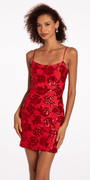 Rose Pattern Sequin Lace Up Back Bodycon Dress Image 1