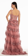 Glitter Mesh Corset Tiered Ballgown with Sequin and Ruffle Detail Image 4