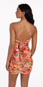 Mesh Floral Ruched X Back Bodycon Dress Image 5