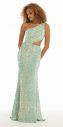 Velvet Sequin One Shoulder Cut Out Dress Image 3