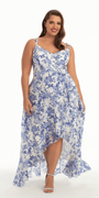 Ruffle High-Low Chiffon Floral Print Dress Image 6