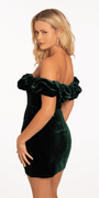 Ruffle Off the Shoulder Velvet Bodycon Dress Image 4