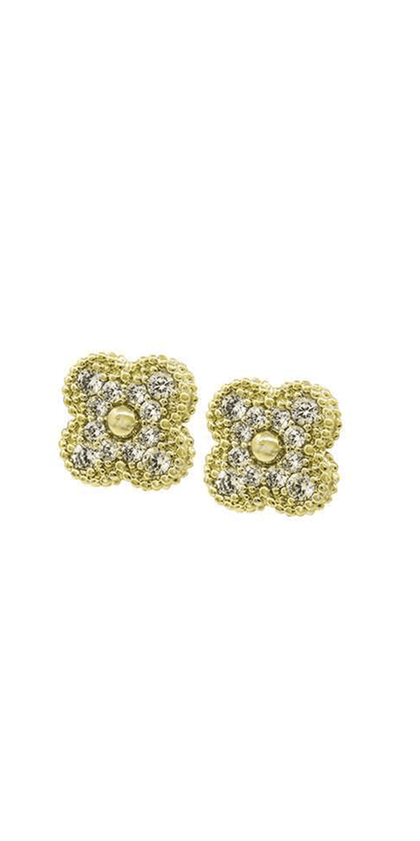 Clover Rhinestone Stud Earrings Image 1