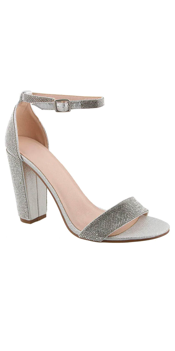 Buy Womens Silver Sandals Block Heels Sparkly Rhinestone Wedding Shoes for  Bride Online at desertcartINDIA