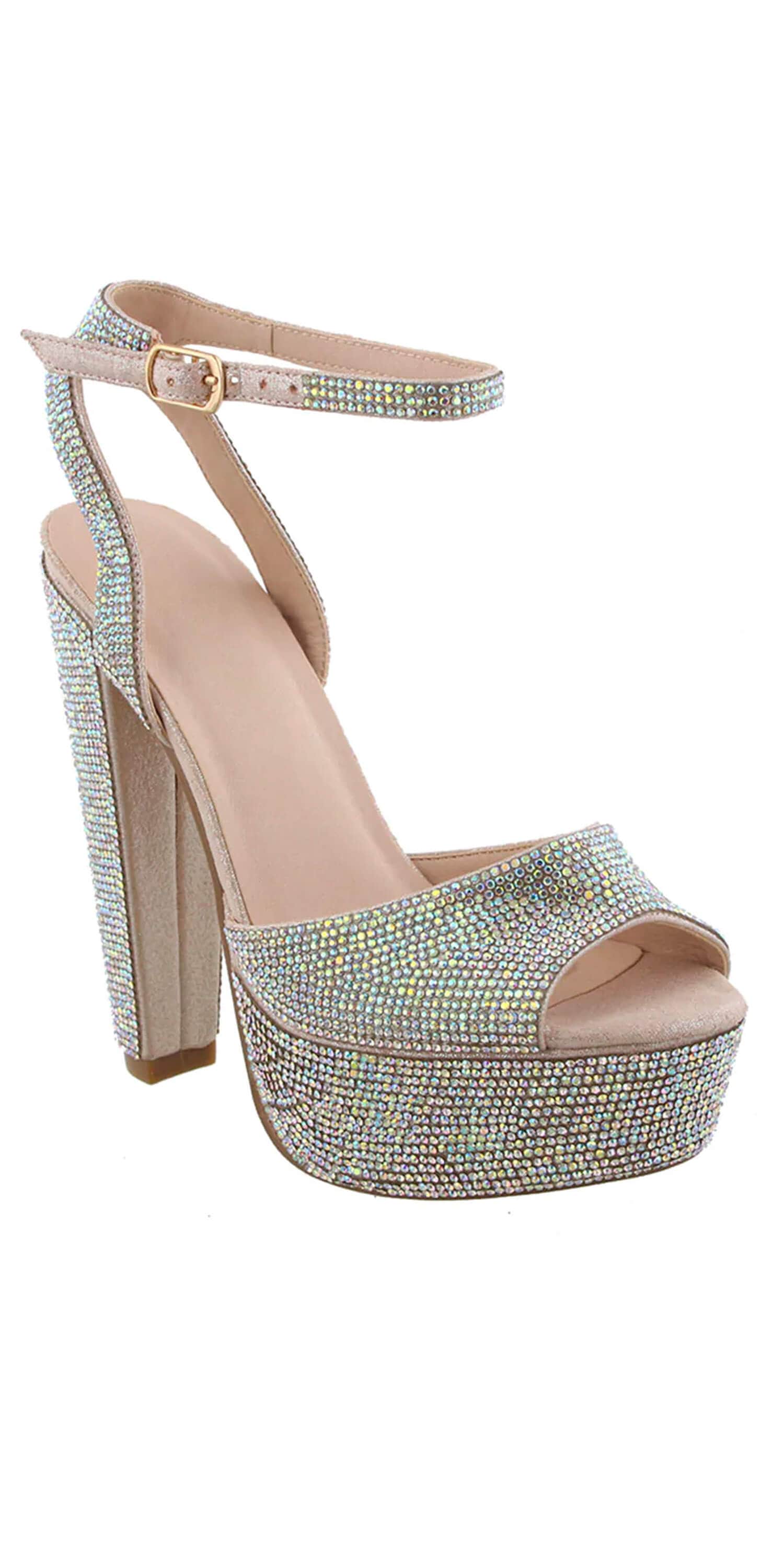Amazon.com | 2.95'' Full Pearls Block Heels Sandals Peep Toe Rhinestone  Women's Chunky Heel Pump Shoes For Bride Wedding Party Evening Dress Shoes  C07ALWP-34 | Heeled Sandals