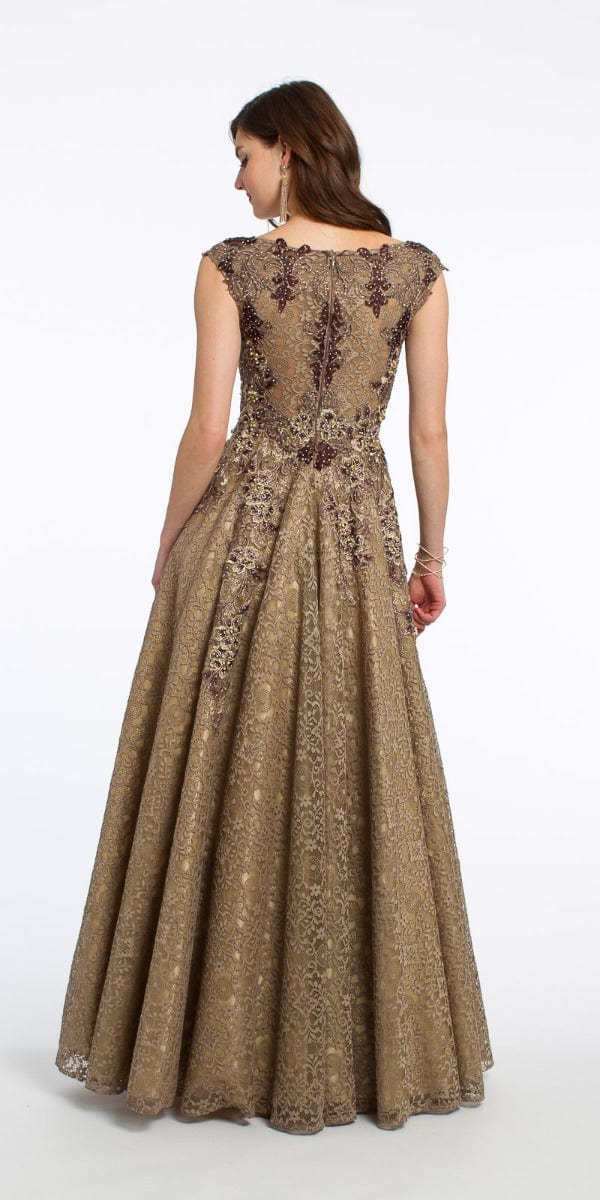 Camille La Vie All Over Lace Metallic Applique Beaded Dress