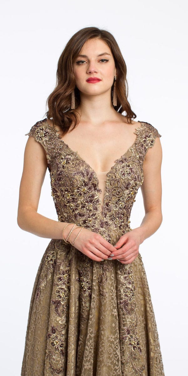 All Over Lace Metallic Applique Beaded Dress Image 2