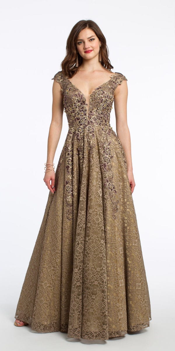 All Over Lace Metallic Applique Beaded Dress Image 1