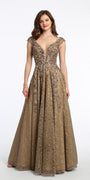 All Over Lace Metallic Applique Beaded Dress Image 1