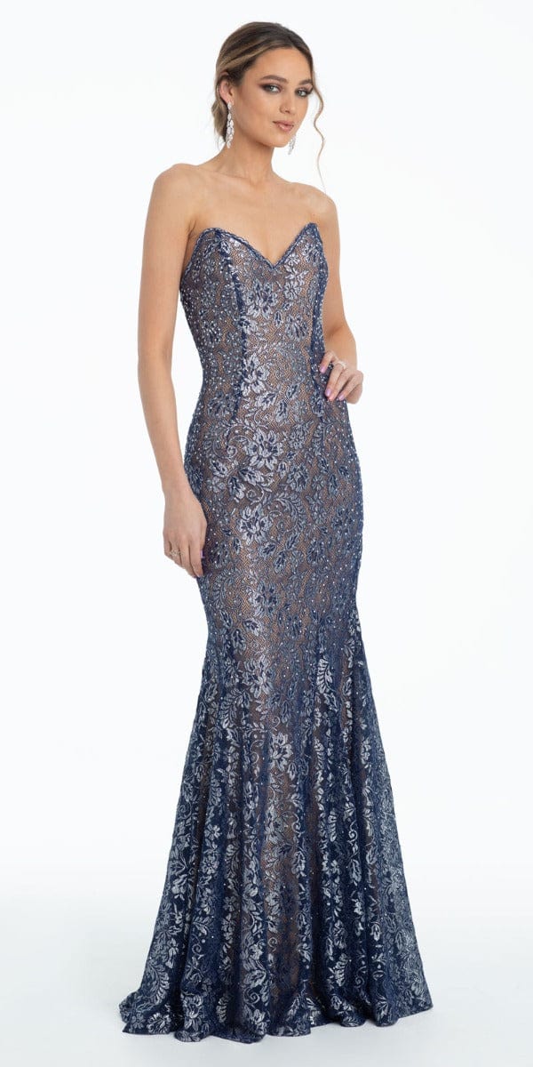 Plunging Corset Mermaid Dress with Horse Hair Hem Image 1