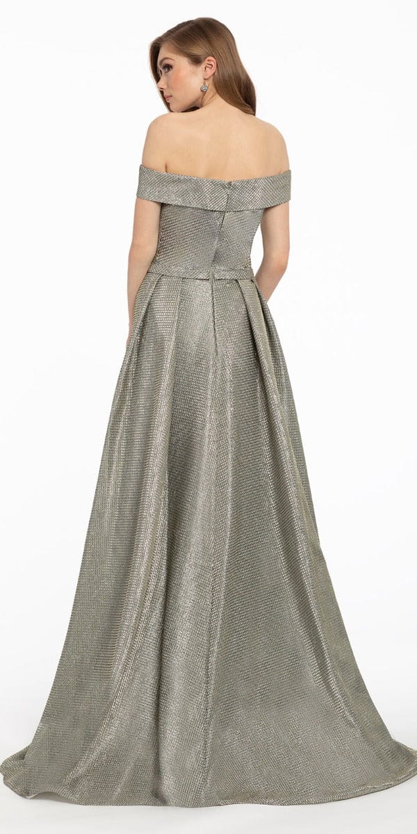Camille La Vie Off the Shoulder Metallic Shimmer Dress