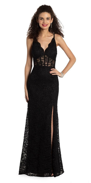 Scallop Lace Corset Dress with Side Slit Image 6