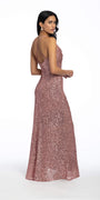 Cowl Neck Sequin Dress with Side Slit Image 4